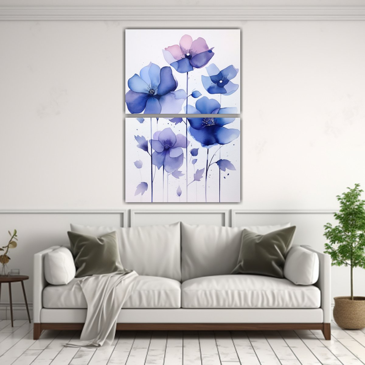 PINTURA ACUARELA CUATRO FLORES BASTIDOR ESTILO 120X160 CM - 2