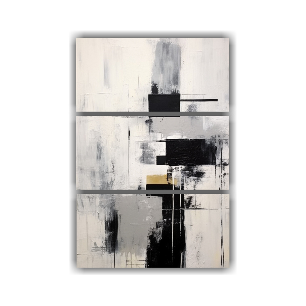 CONJUNTO DE 3 CUADROS ABSTRACTOS ÚNICOS ESTILO 140X210 CM - 1