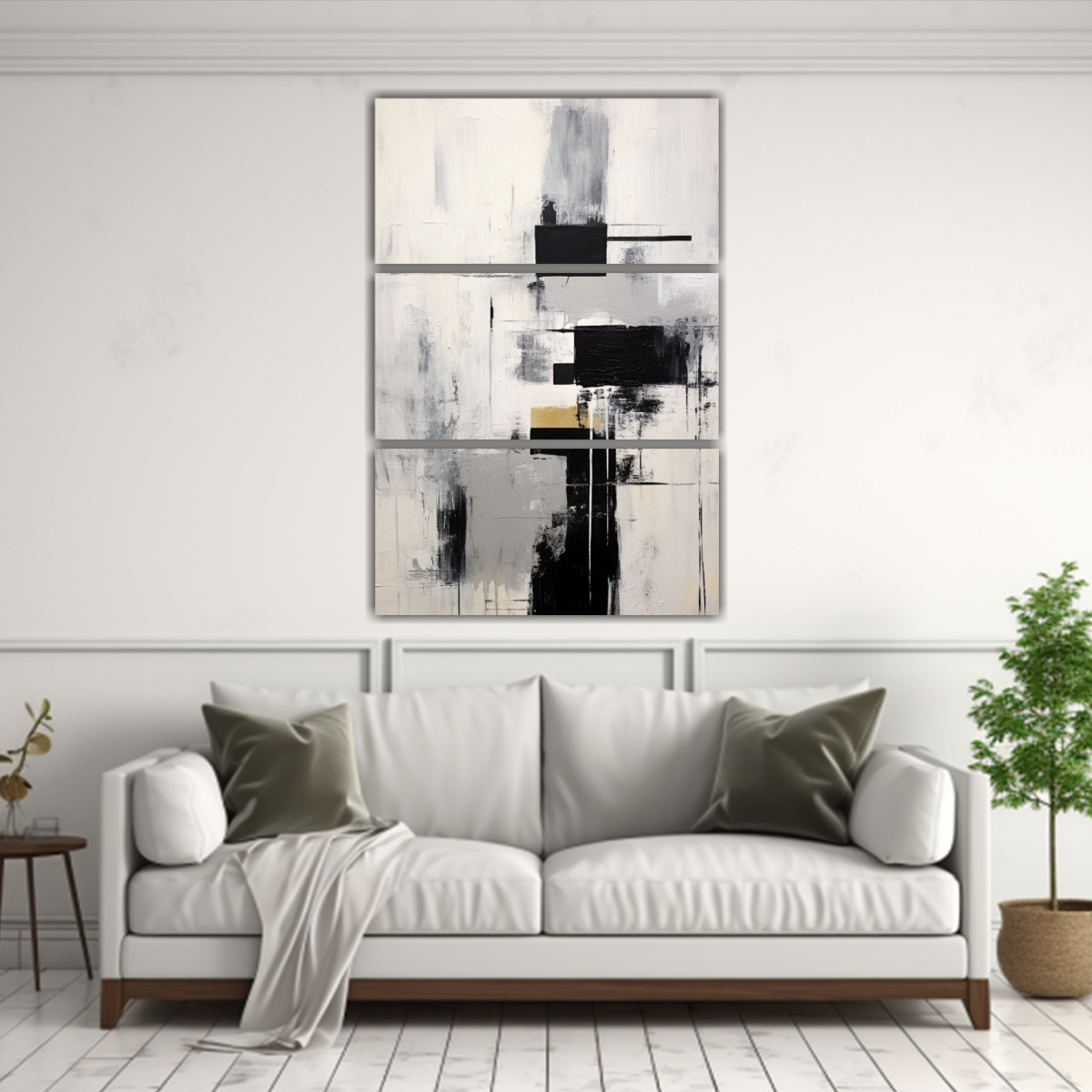 CONJUNTO DE 3 CUADROS ABSTRACTOS ÚNICOS ESTILO 140X210 CM - 2