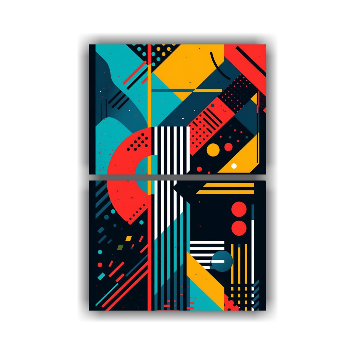 PINTURAS GEOMÉTRICAS ABSTRACTAS EN DOS TELAS 40X60 CM - 1