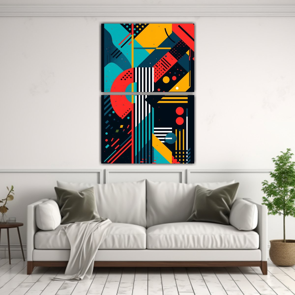 PINTURAS GEOMÉTRICAS ABSTRACTAS EN DOS TELAS 40X60 CM - 2