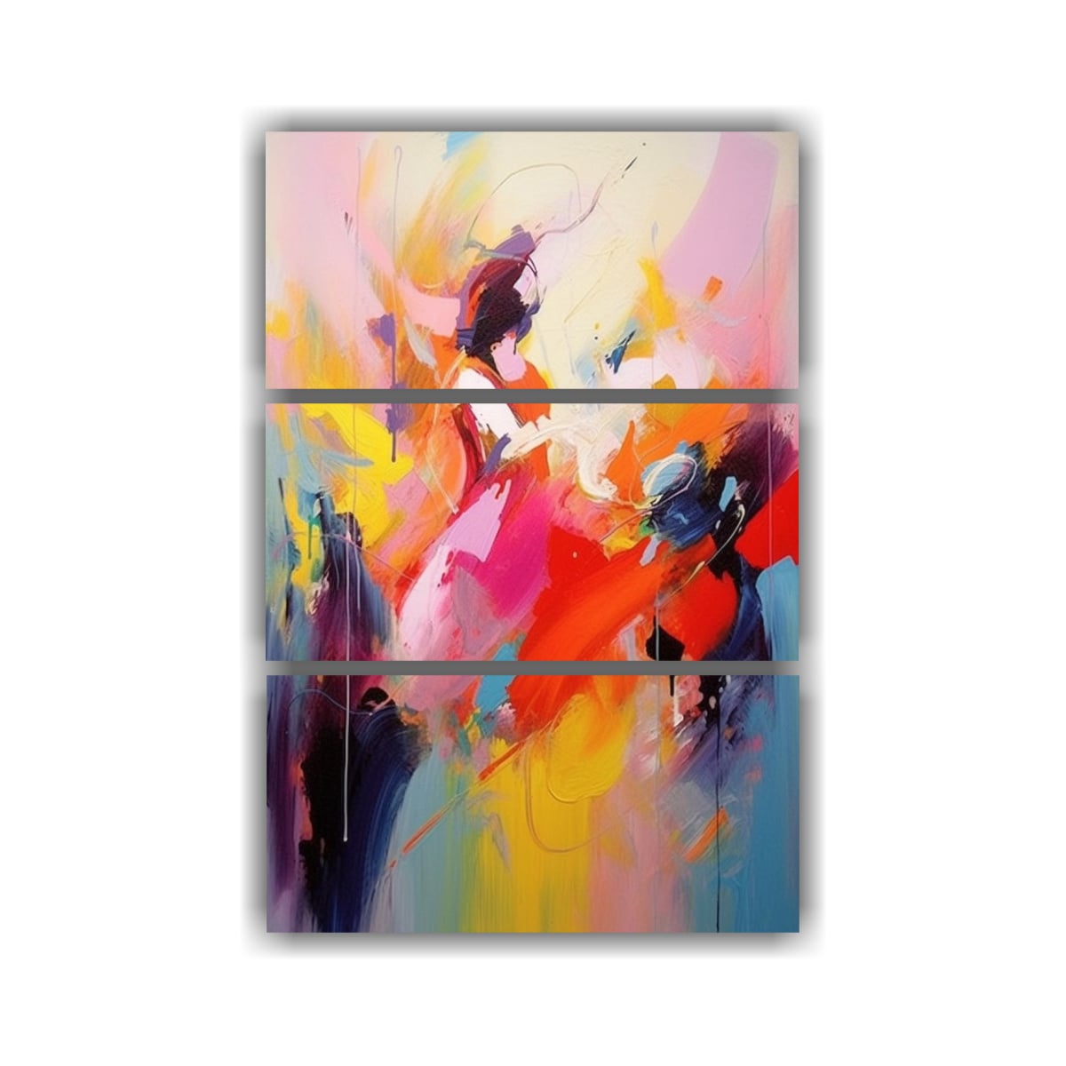 PINTURA ABSTRACTA CON COLORES Y MUJER 60X90 CM - 1