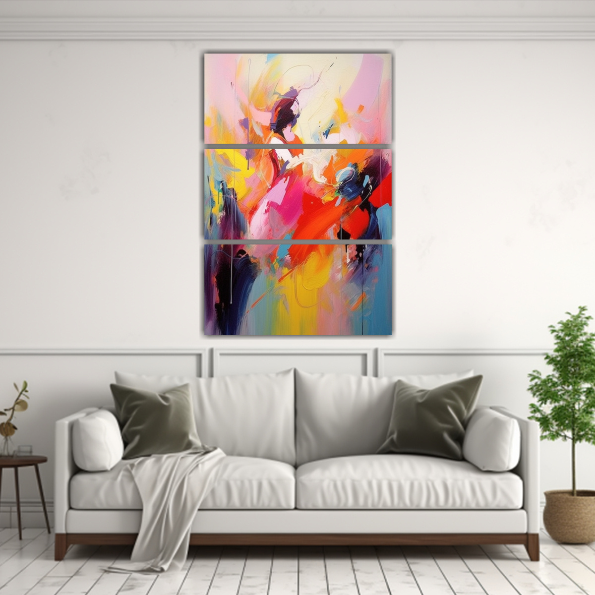 PINTURA ABSTRACTA CON COLORES Y MUJER 60X90 CM - 2