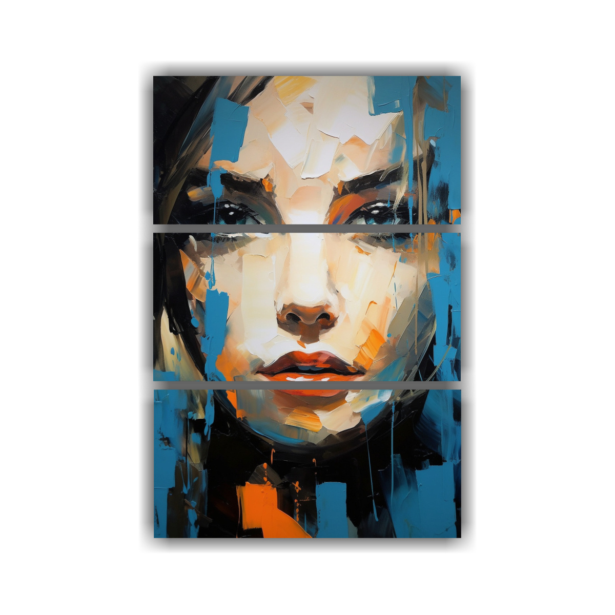 PINTURA ABSTRACTA JOVEN CON OJOS AZULES 140X210 CM - 1