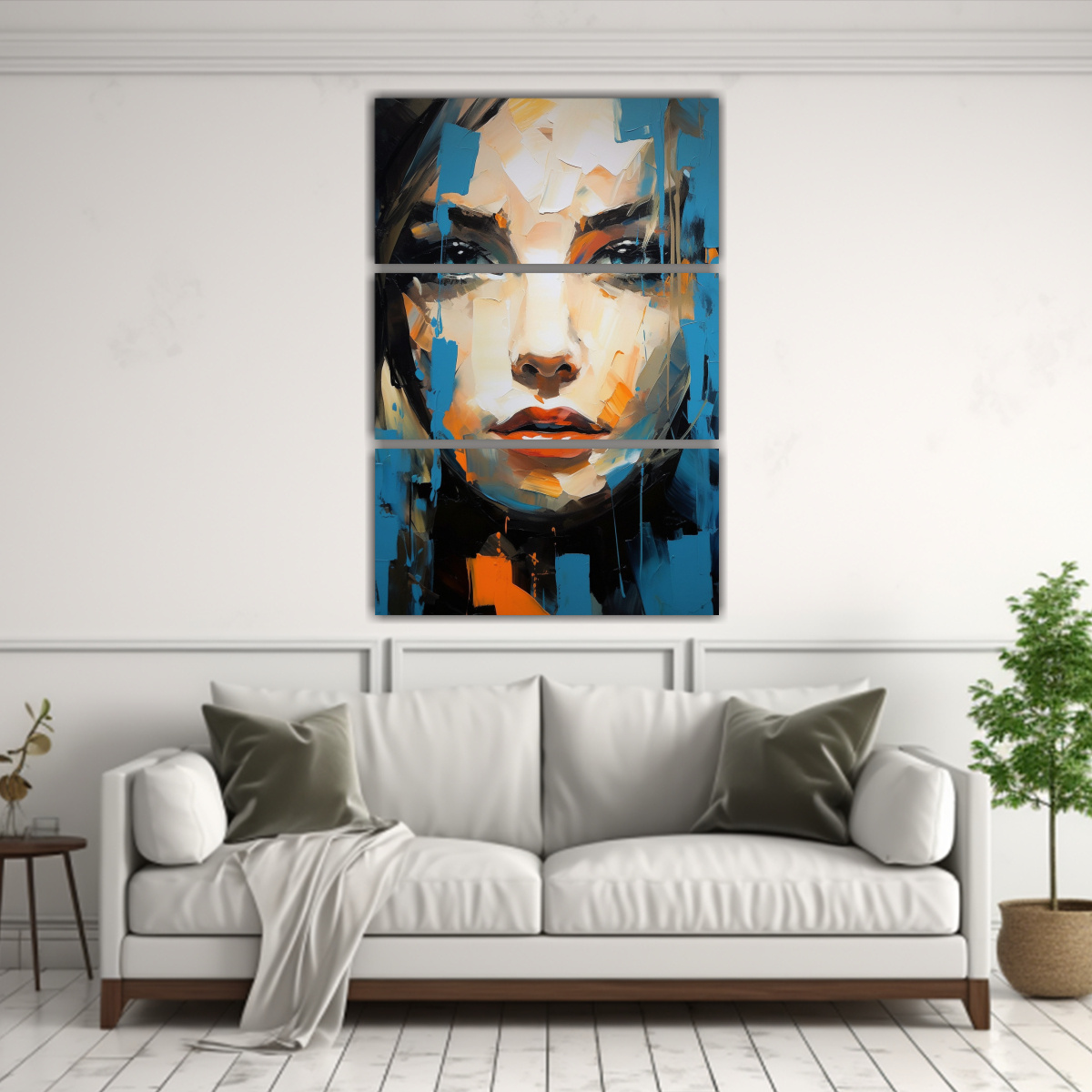 PINTURA ABSTRACTA JOVEN CON OJOS AZULES 140X210 CM - 2