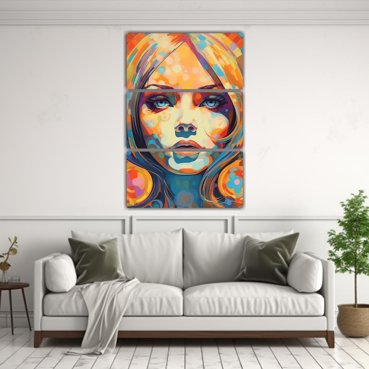 TRÍPTICO LLAMATIVO RETRATO FEMENINO RETRO 120X180 CM - 2