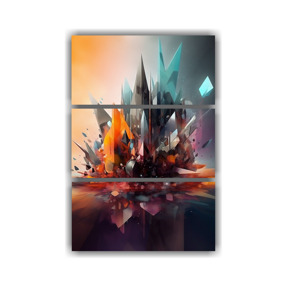 TRES CUADROS DE ARMONÍA CROMÁTICA ABSTRACTA 70X105 CM - 1