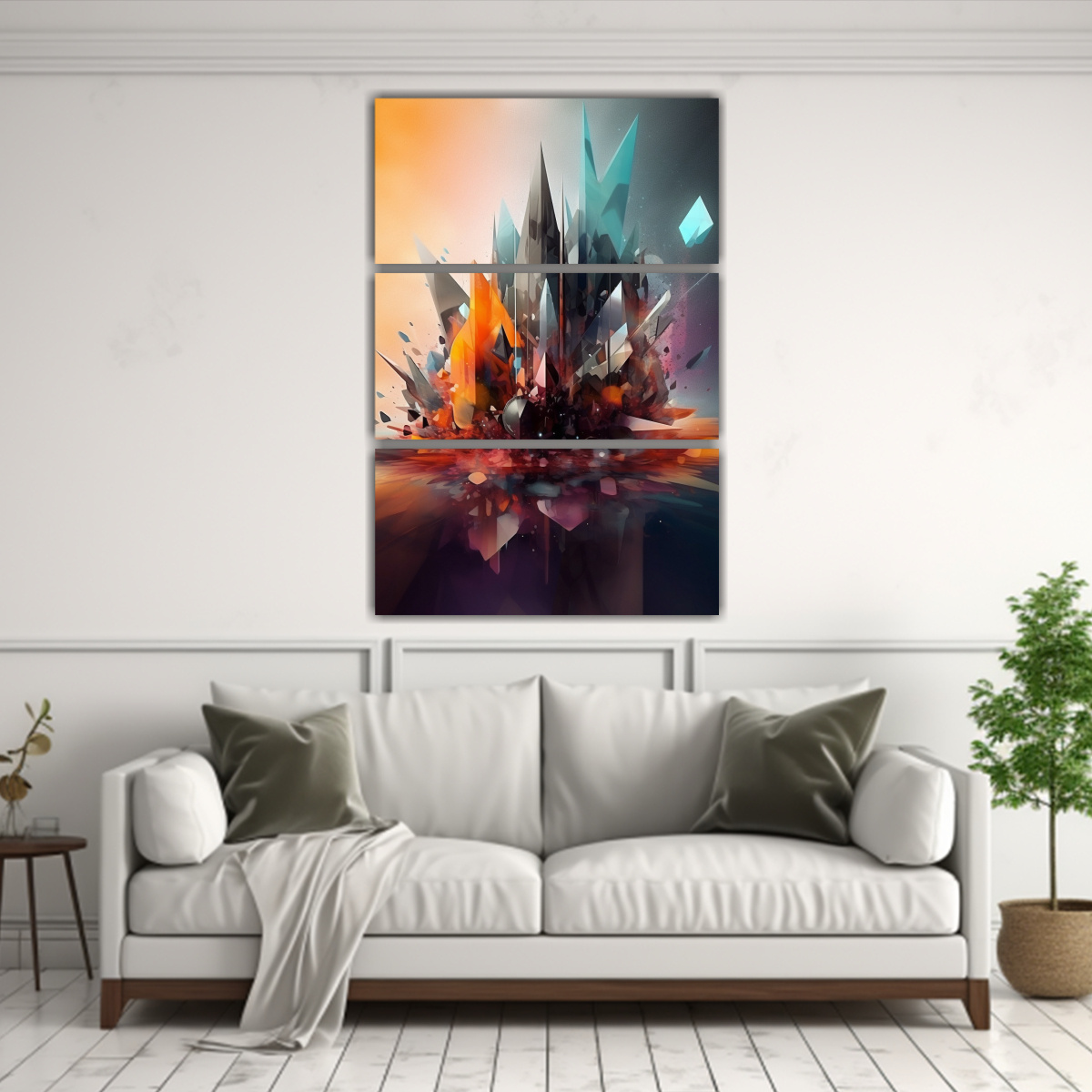TRES CUADROS DE ARMONÍA CROMÁTICA ABSTRACTA 70X105 CM - 2