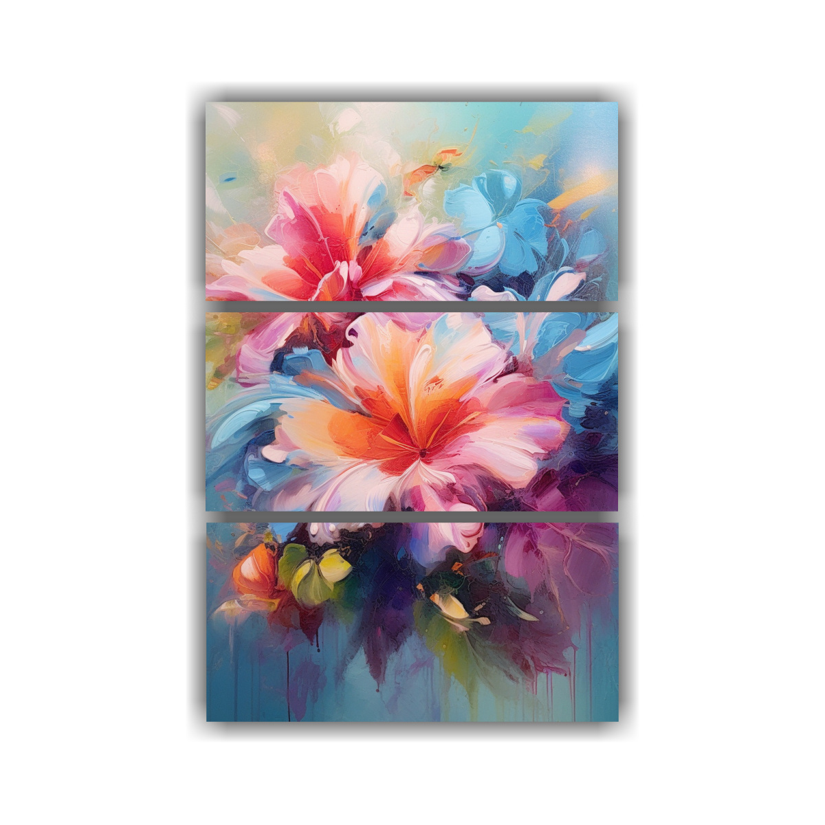 PINTURA DECORATIVA ABSTRACTA EN ÓLEO FLORAL CON 120X180 CM - 1