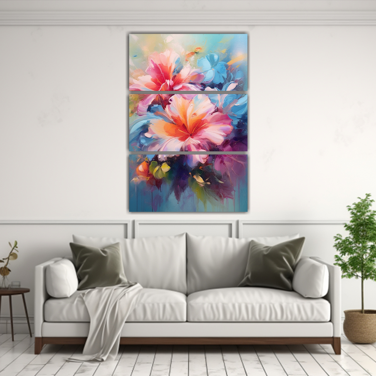 PINTURA DECORATIVA ABSTRACTA EN ÓLEO FLORAL CON 120X180 CM - 2