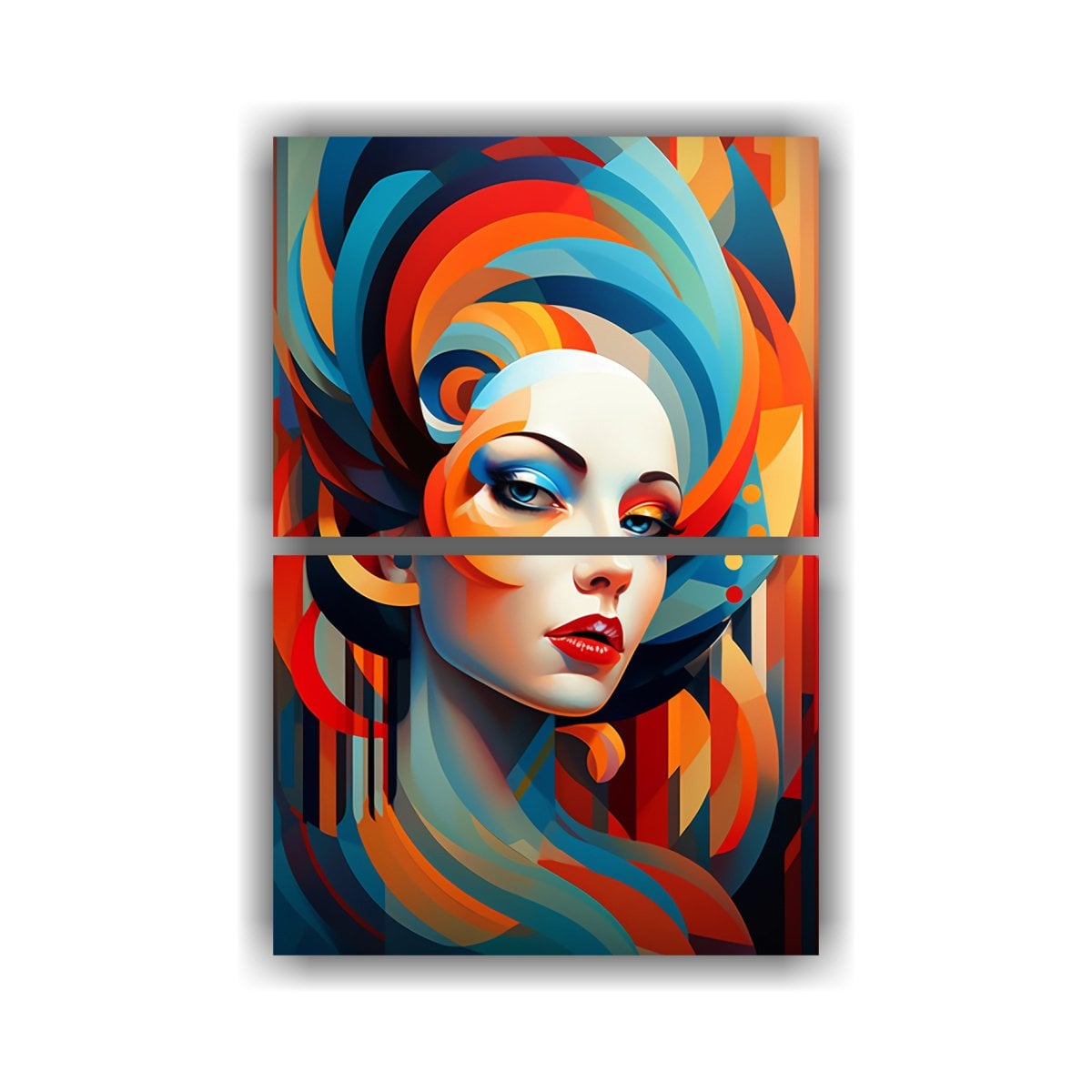 CUADRO LIENZO MOVIMIENTO TEXTURA MUJER MAQUILLAJE 65X100 CM - 1