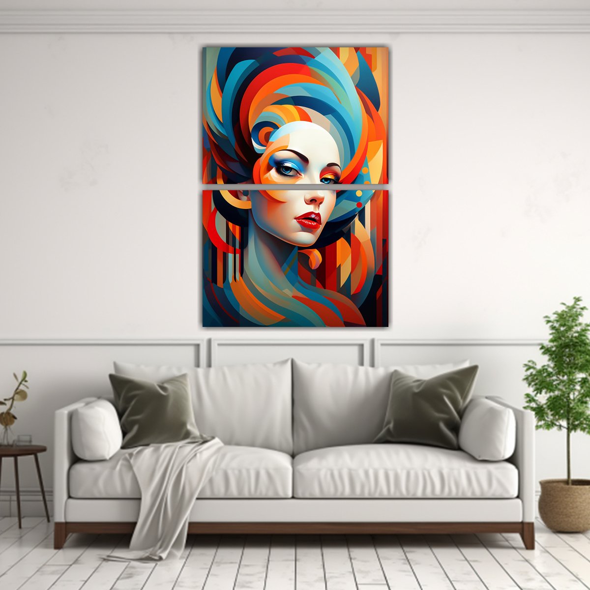 CUADRO LIENZO MOVIMIENTO TEXTURA MUJER MAQUILLAJE 65X100 CM - 2