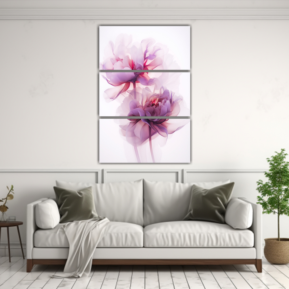 CUADROS ABSTRACTOS DE PEONÍAS SEMITRANSPARENTES 80X120 CM - 2