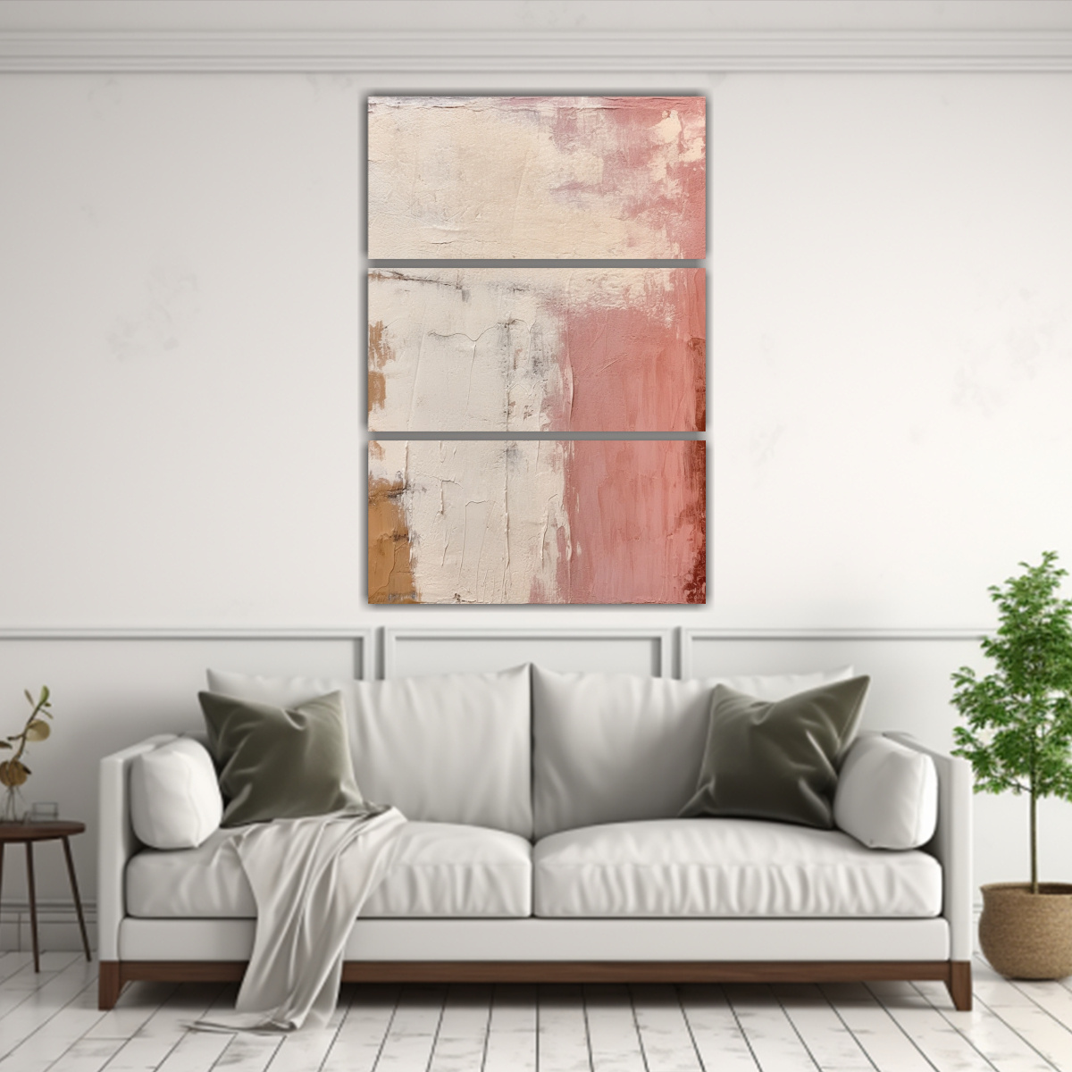 SET 3 PINTURAS ABSTRACTAS DE PARED EN BLANCO CON 120X180 CM - 2