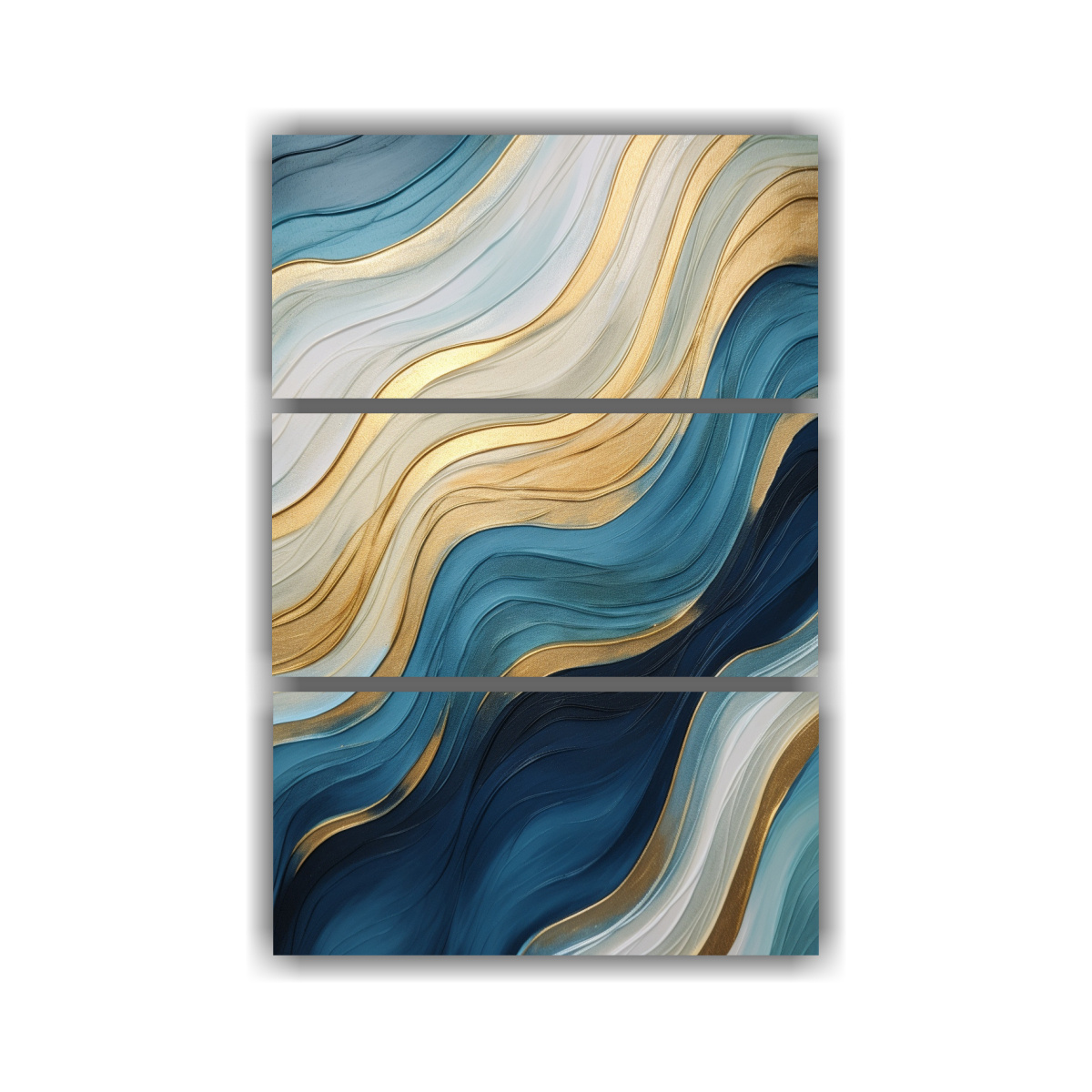 PINTURA ABSTRACTA EN TONOS DORADOS, AZULES Y 50X75 CM - 1