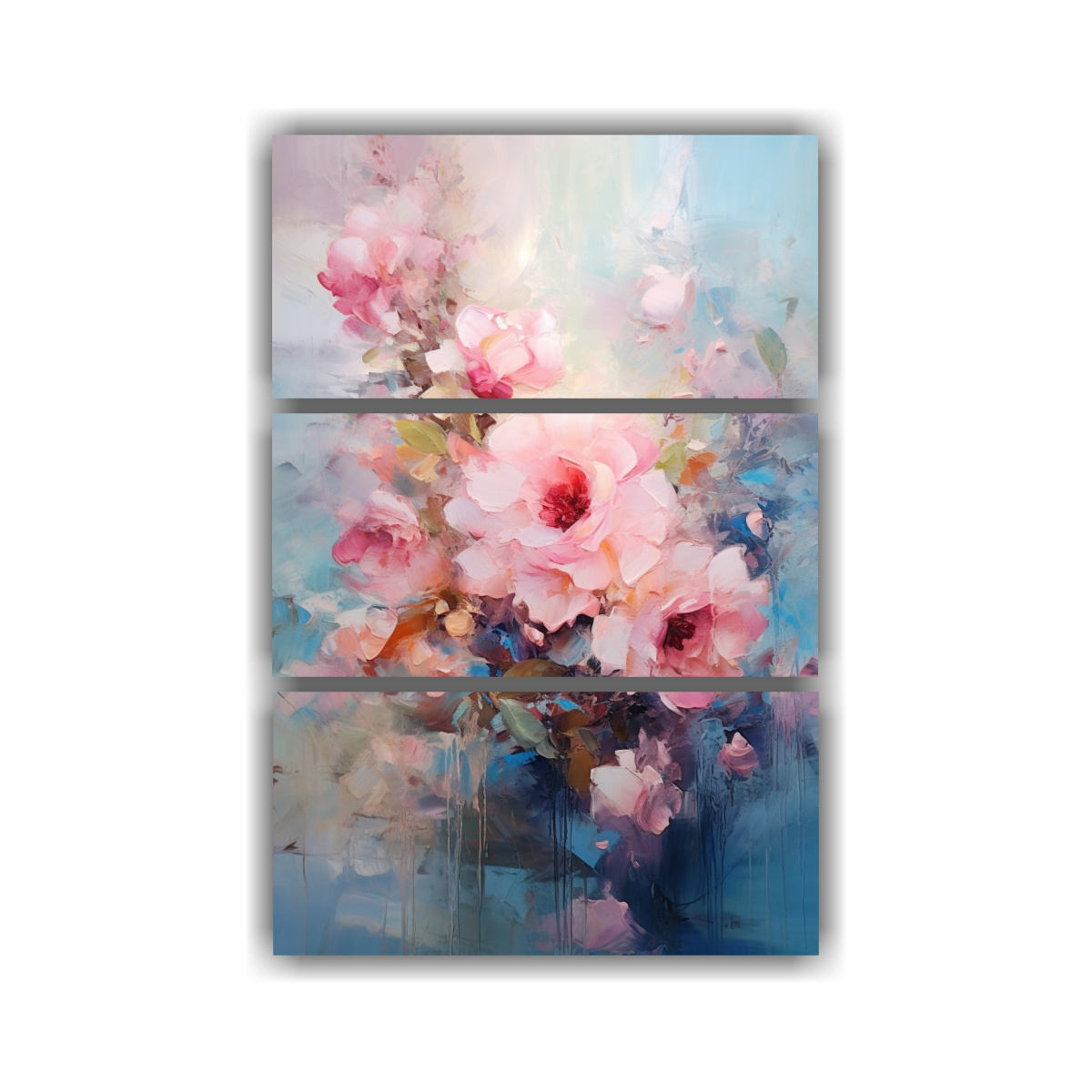 PINTURA ABSTRACTA DE FLORES ROSAS EN PERSPECTIVA 80X120 CM - 1