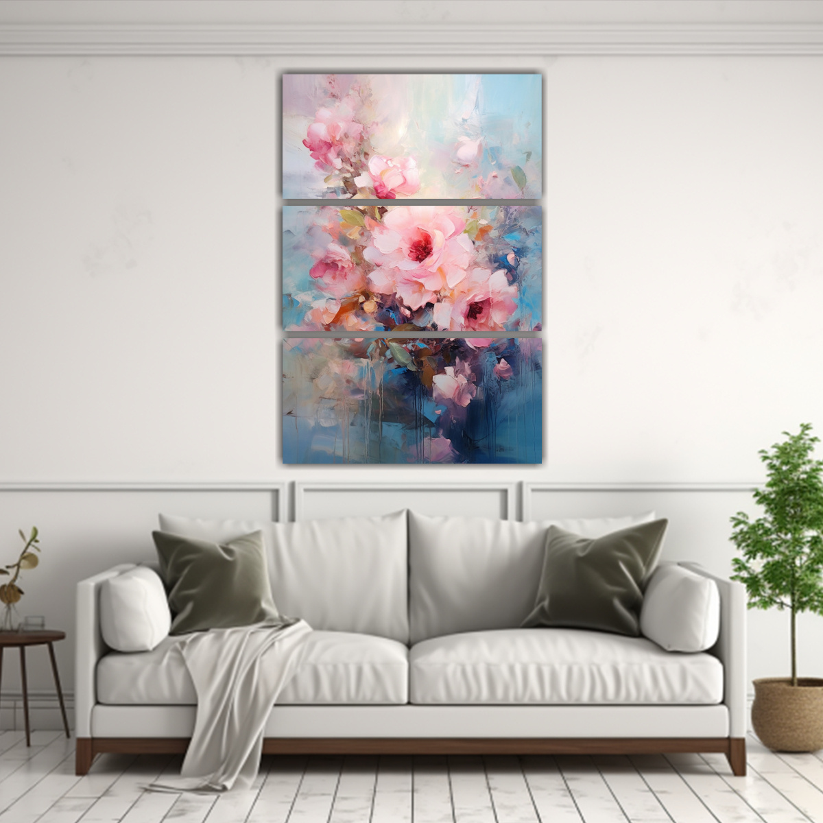 PINTURA ABSTRACTA DE FLORES ROSAS EN PERSPECTIVA 80X120 CM - 2