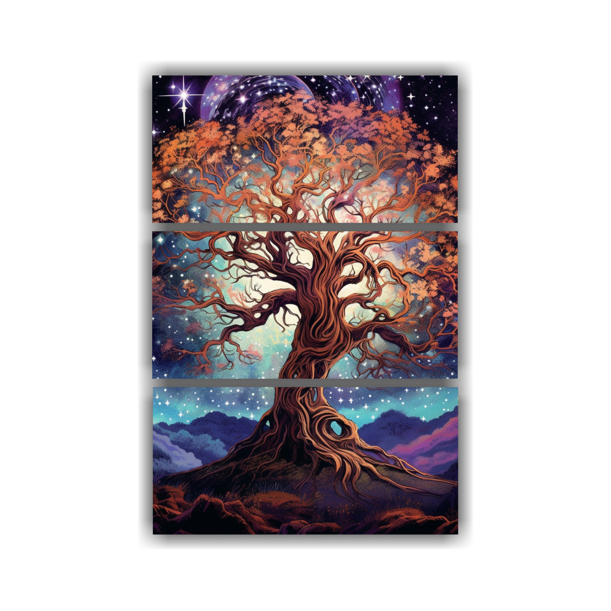 PINTURA BELLEZA CELESTIAL CON ÁRBOL DE LA VIDA 100X150 CM - 1