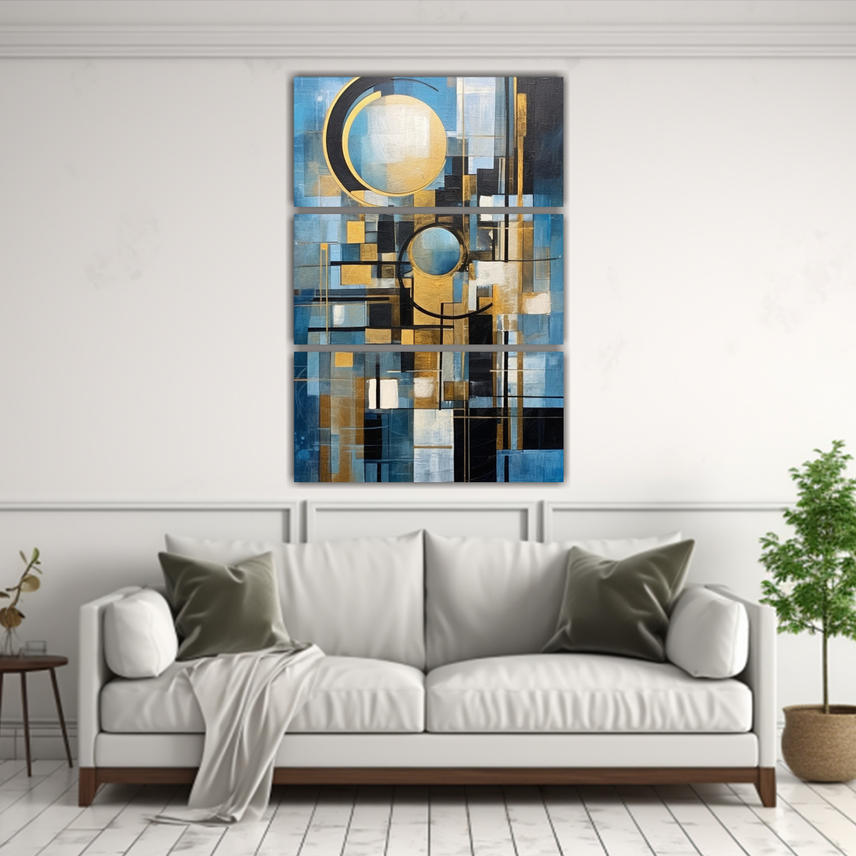 CUADRO DECORATIVO ESTILO K CON LÍNEAS AZULES 40X60 CM - 2