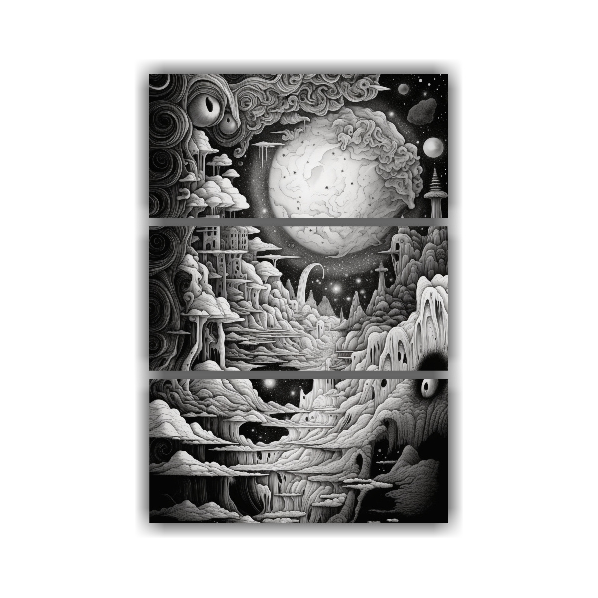 CUADRO DE LÍNEA DE ARTE DE TRES COMPOSICIONES EN 50X75 CM - 1