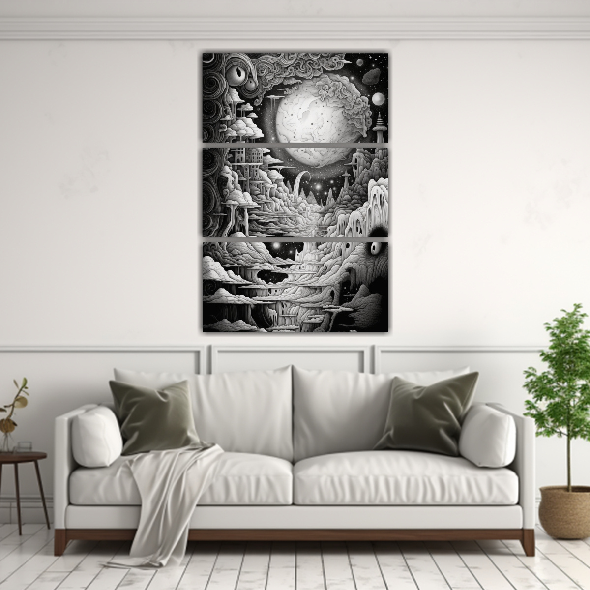 CUADRO DE LÍNEA DE ARTE DE TRES COMPOSICIONES EN 50X75 CM - 2