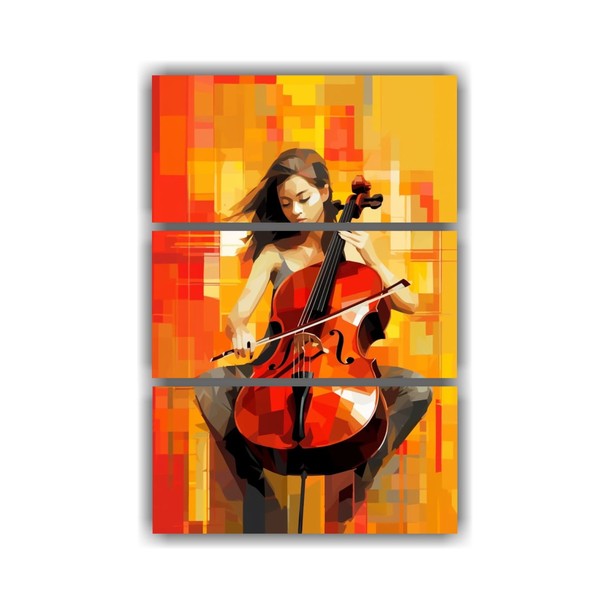 PINTURA COMPOSICIÓN DINÁMICA DE MUJER CHELISTA 140X210 CM - 1