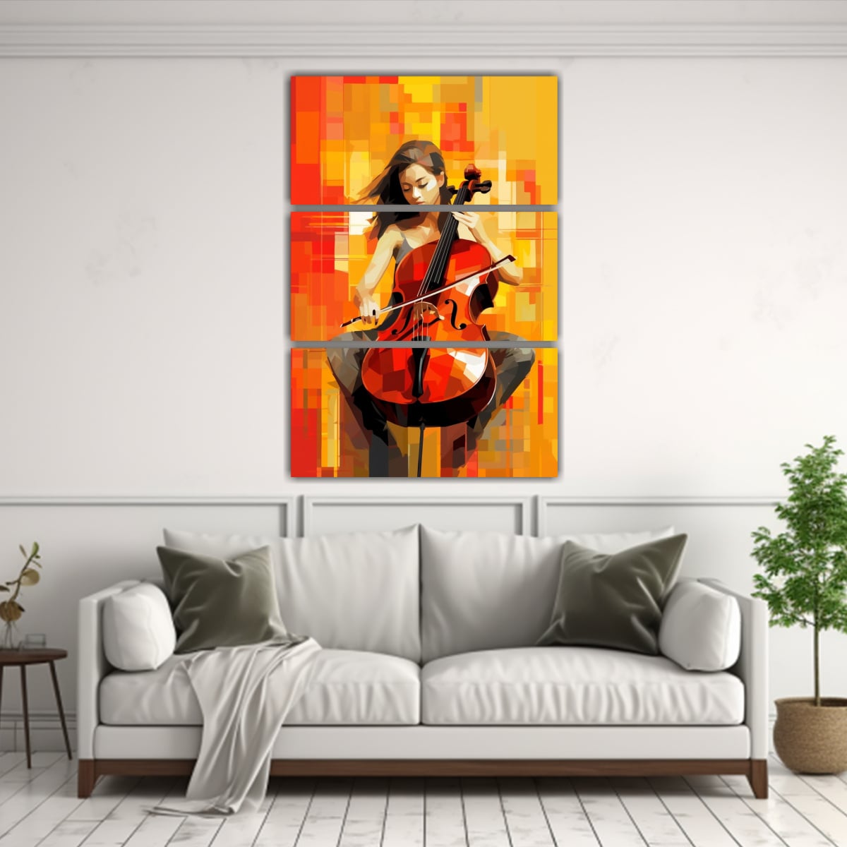 PINTURA COMPOSICIÓN DINÁMICA DE MUJER CHELISTA 140X210 CM - 2