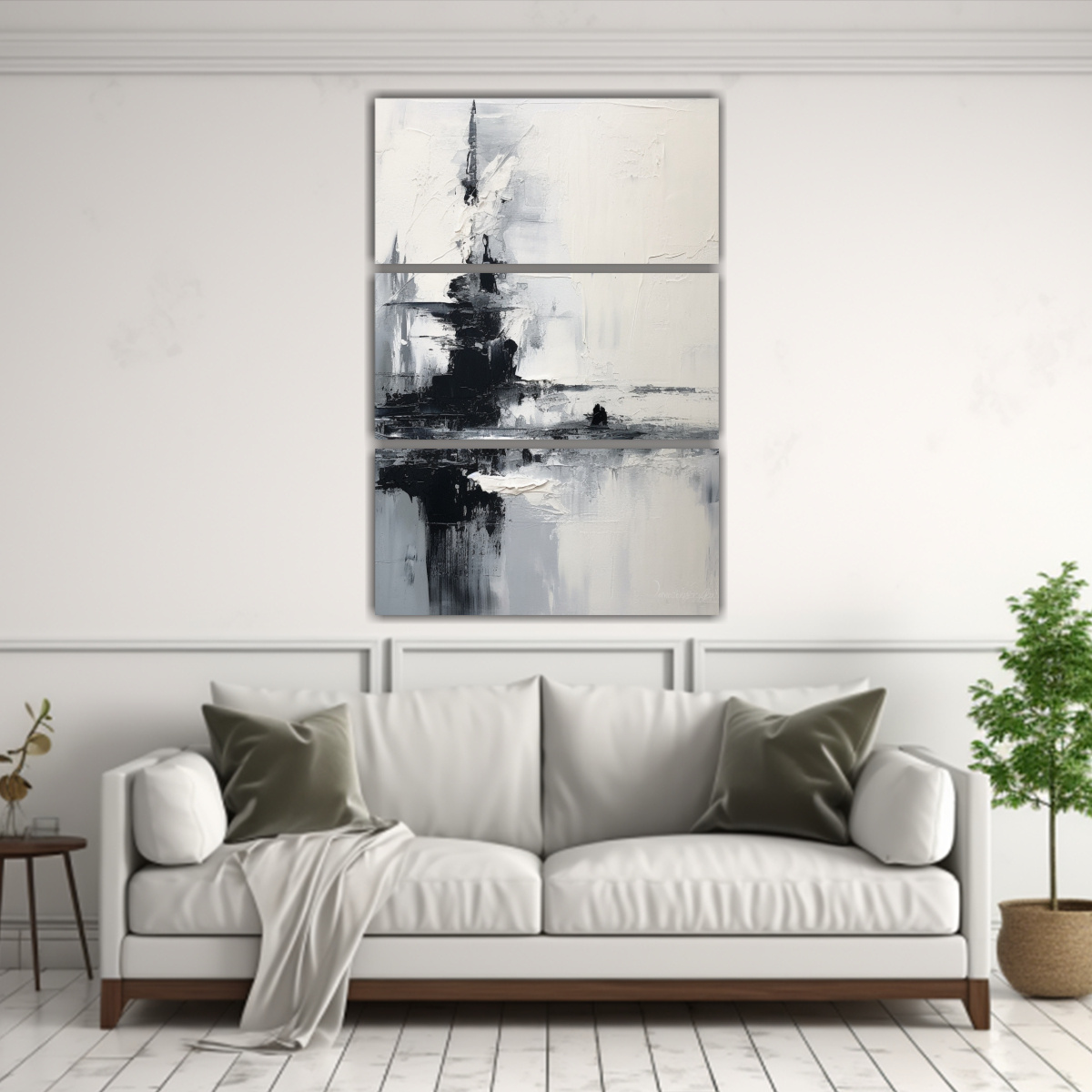 PINTURA MONOCROMÁTICA DE PAISAJE ABSTRACTO EN 70X105 CM - 2
