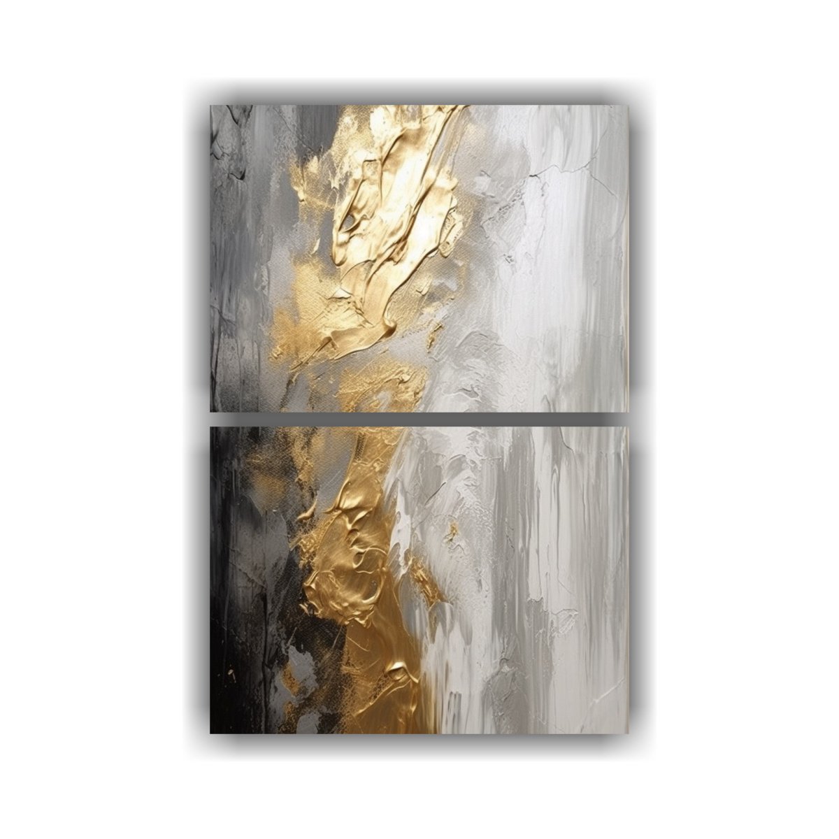 PINTURA ABSTRACTA EN TONOS DORADOS Y GRISES 30X40 CM - 1