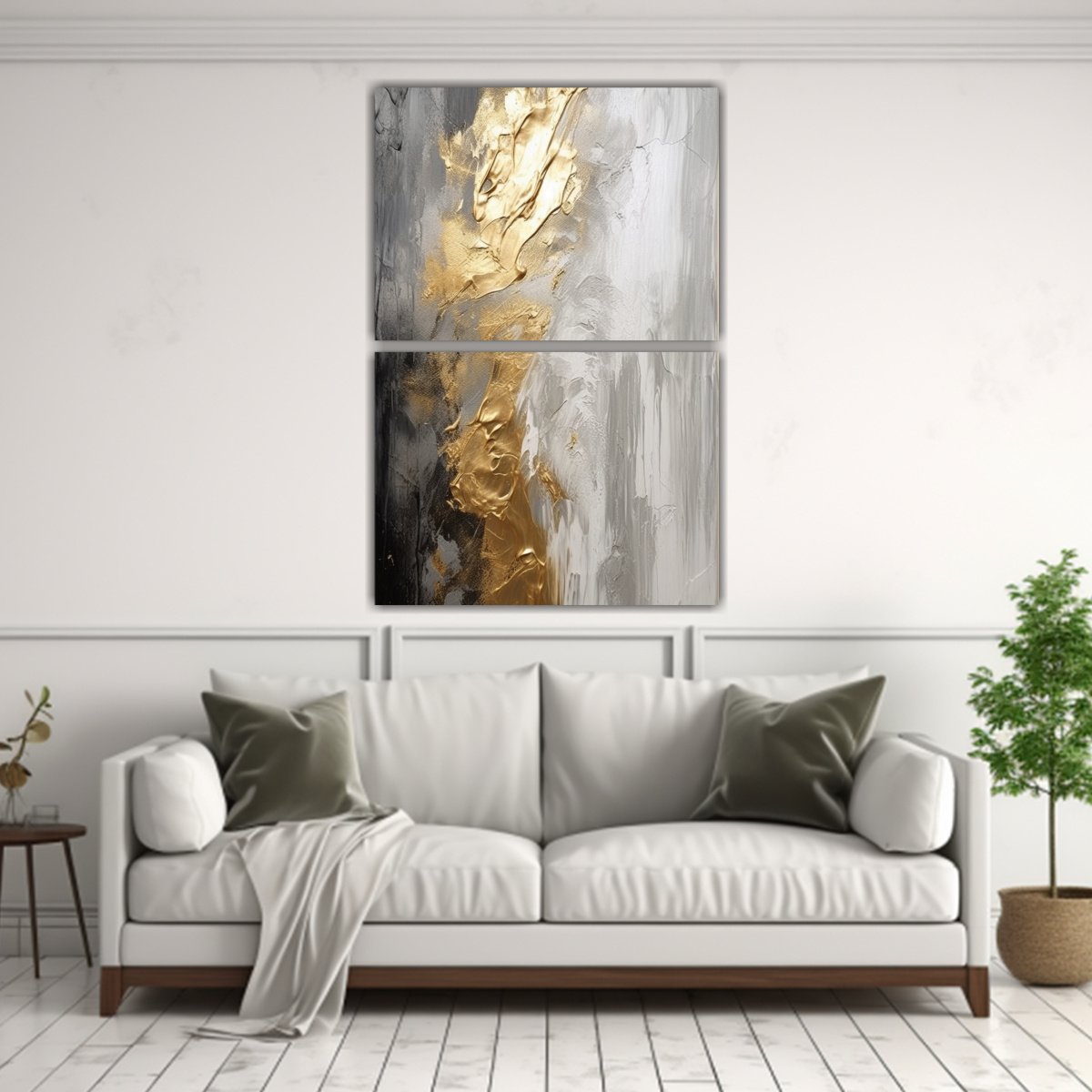 PINTURA ABSTRACTA EN TONOS DORADOS Y GRISES 30X40 CM - 2