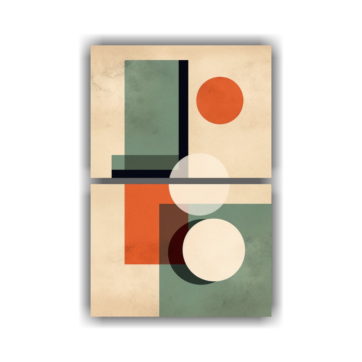 FIGURAS ABSTRACTAS EN VERDE ALTA CALIDAD, JUEGO 50X80 CM - 1