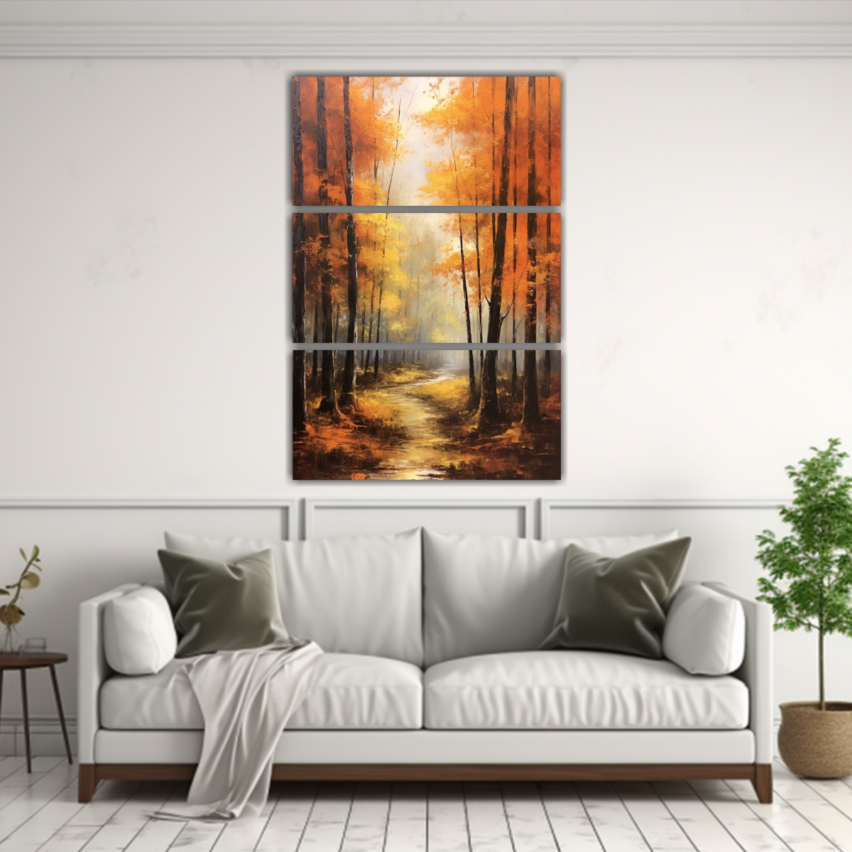 CUADROS INTENSOS DE PAISAJE DE BOSQUE DE OTOÑO 140X210 CM - 2