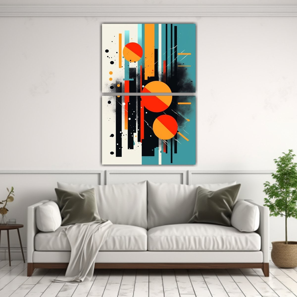 CUADRO ABSTRACTO LIENZO LINEA FUERTE DECORATIVO 65X100 CM - 2