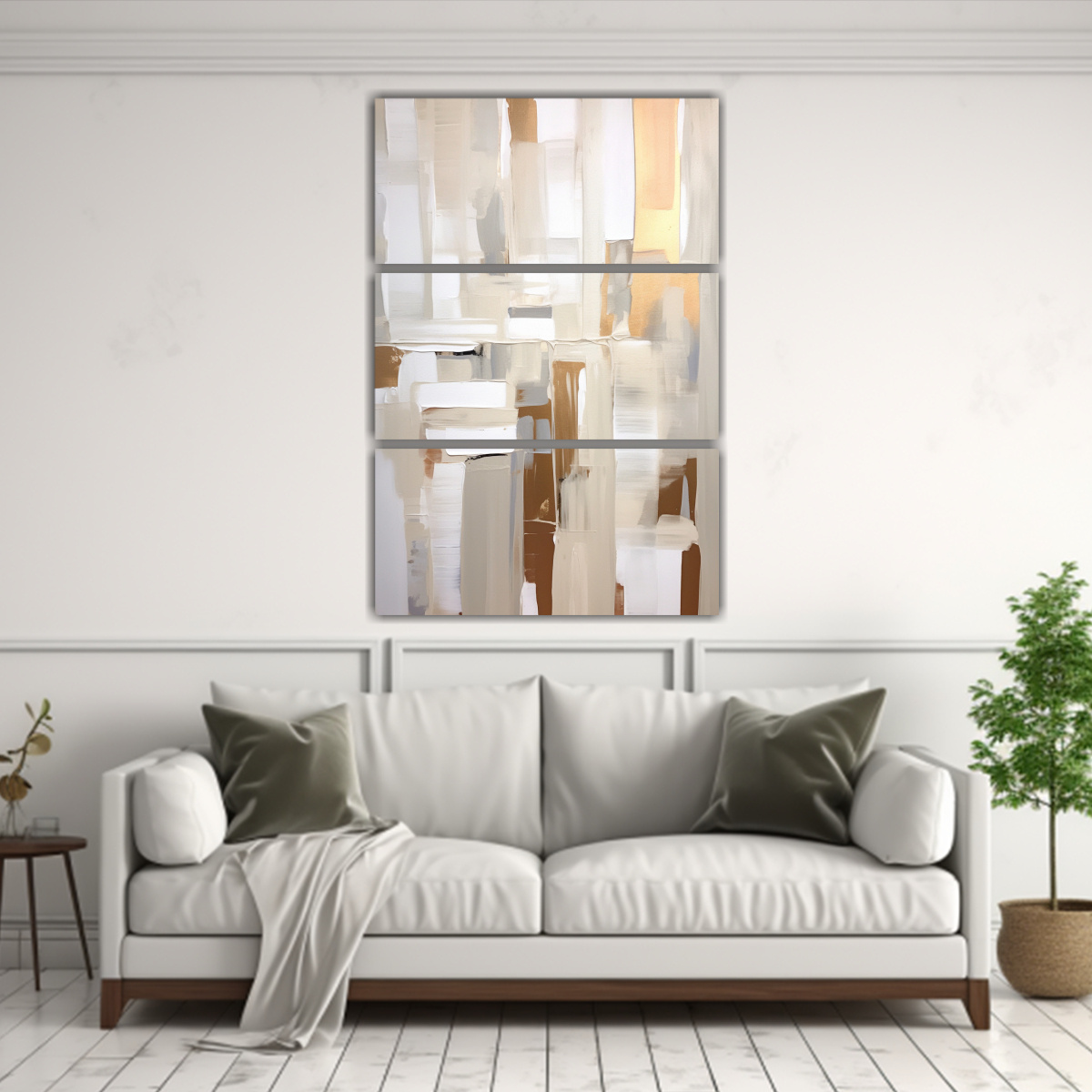 CUADRO ABSTRACTO BLANCO CON LÍNEAS BLANCAS 100X150 CM - 2