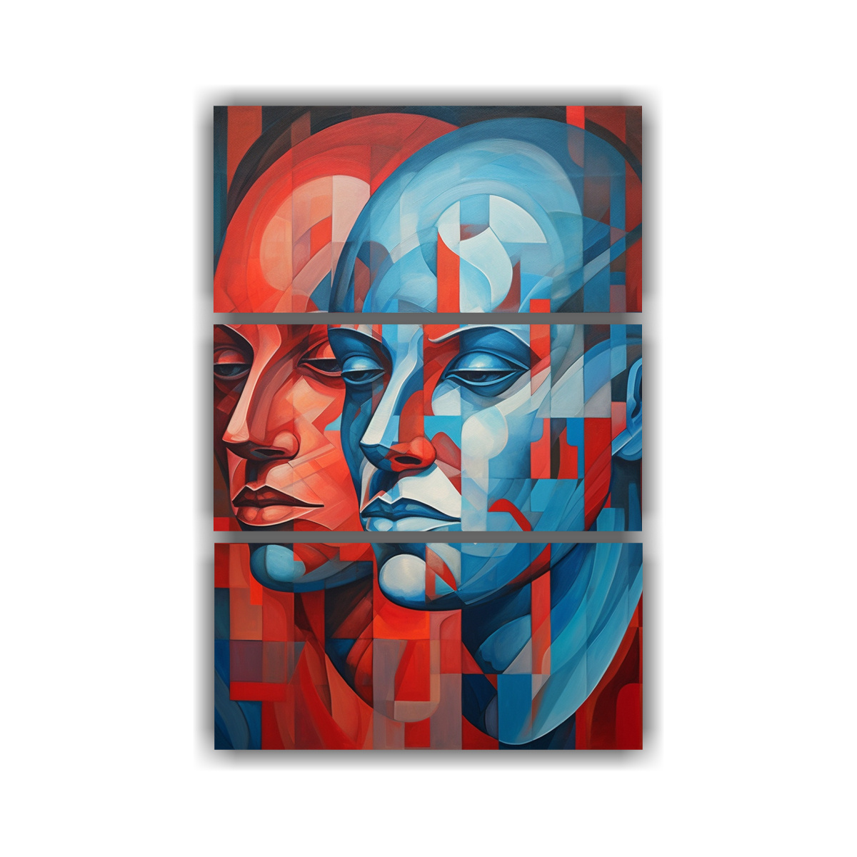 CUADRO ABSTRACTO ROJO Y AZUL EN LIENZO ESTILO 120X180 CM - 1