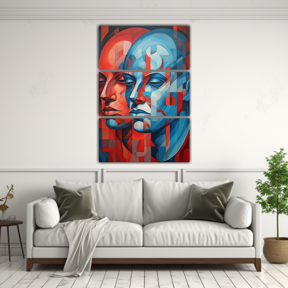 CUADRO ABSTRACTO ROJO Y AZUL EN LIENZO ESTILO 120X180 CM - 2
