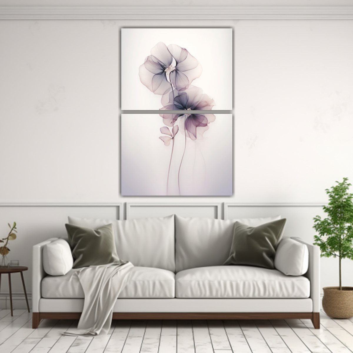 PINTURA ABSTRACTA DE HORTENSIAS EN ESTILO MODERNO 60X80 CM - 2