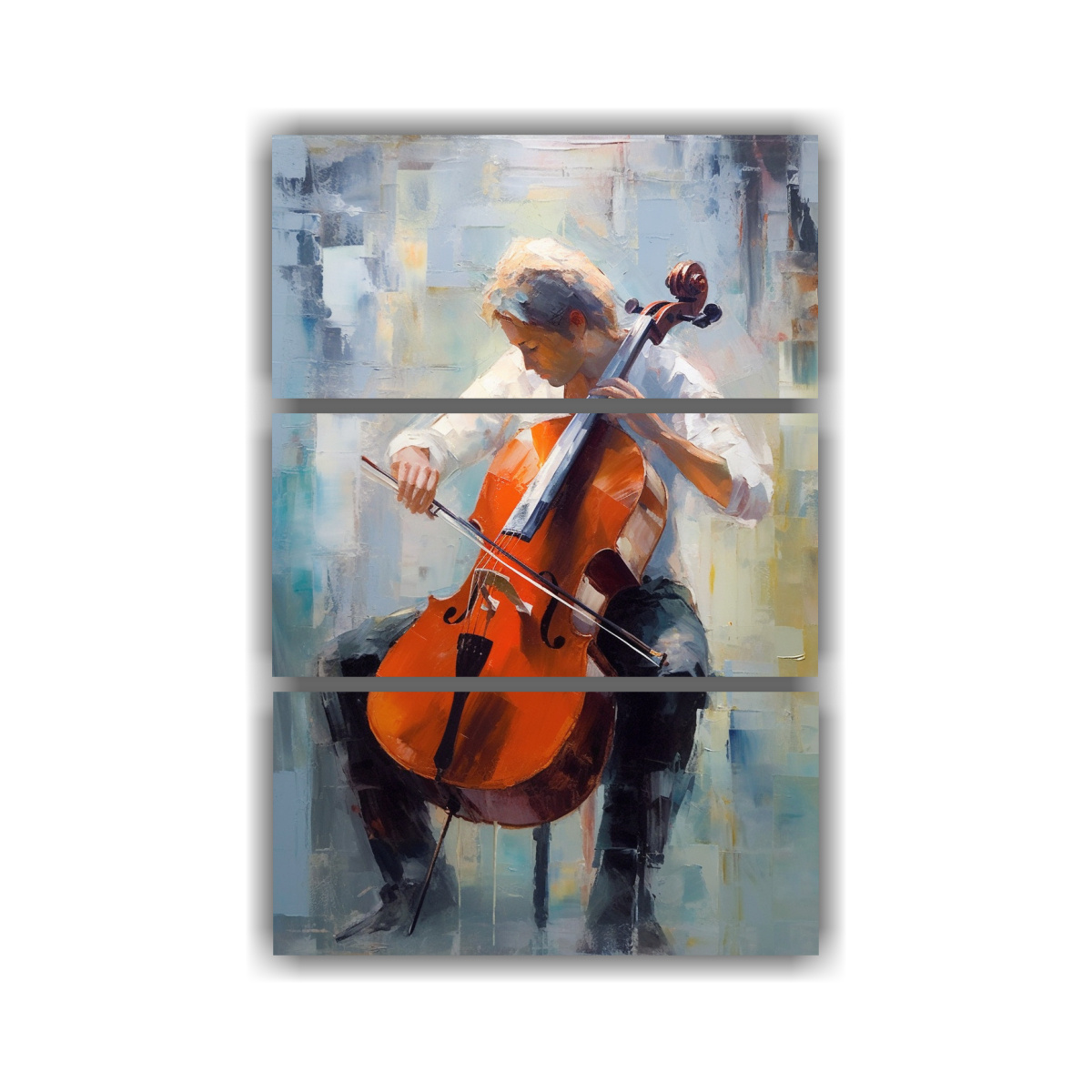 PINTURA AL ÓLEO DE UN JUGADOR DE VIOLONCHELO EN 100X150 CM - 1