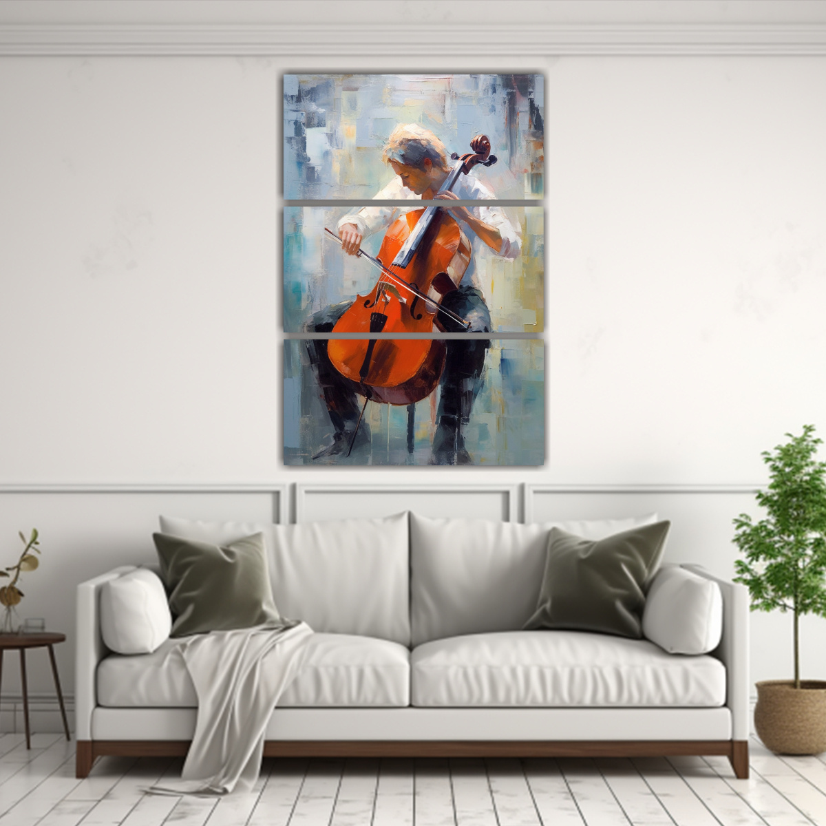 PINTURA AL ÓLEO DE UN JUGADOR DE VIOLONCHELO EN 100X150 CM - 2