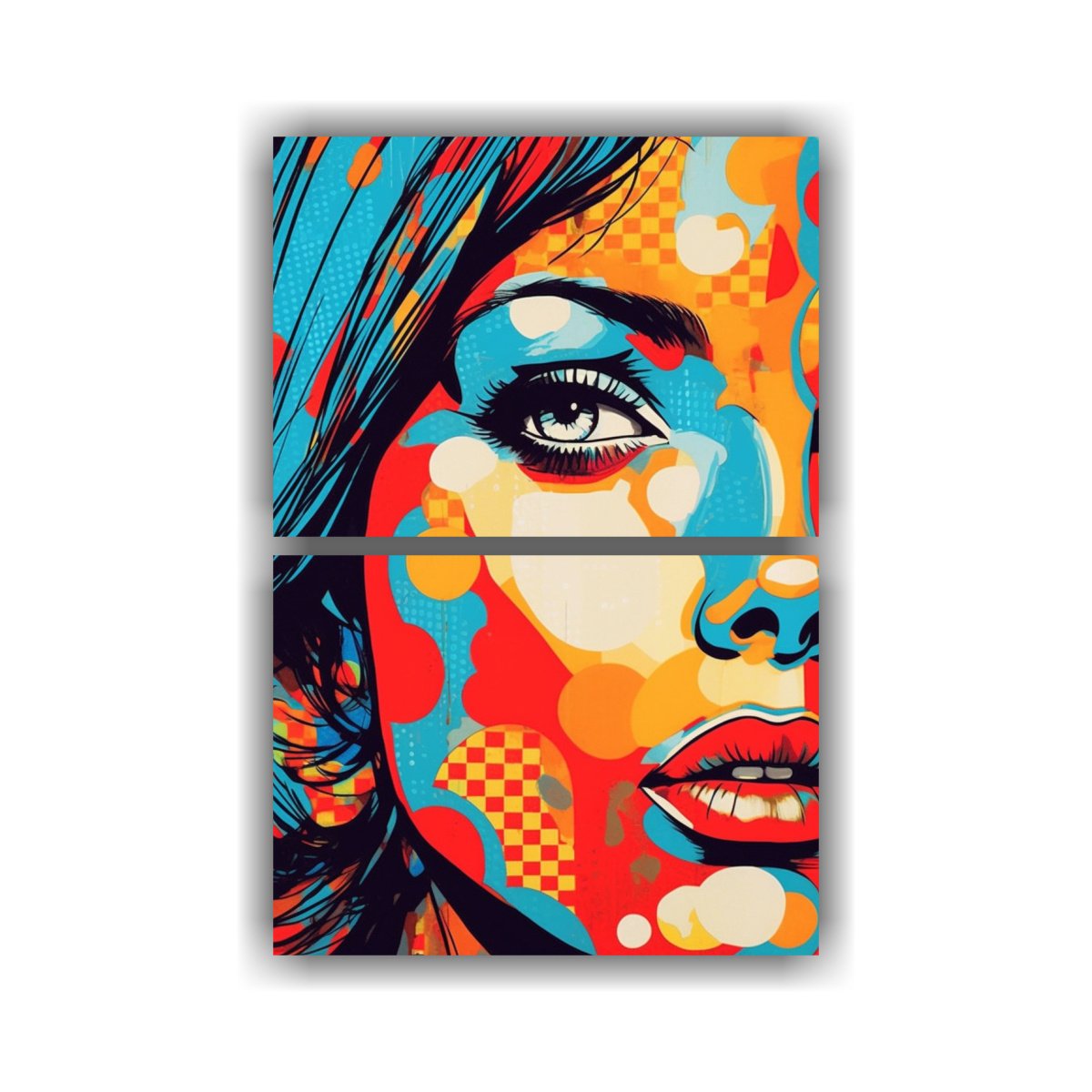 DIPTICO DE DIBUJO ORIGINALIDAD ARTE POP MODERNO 75X100 CM - 1