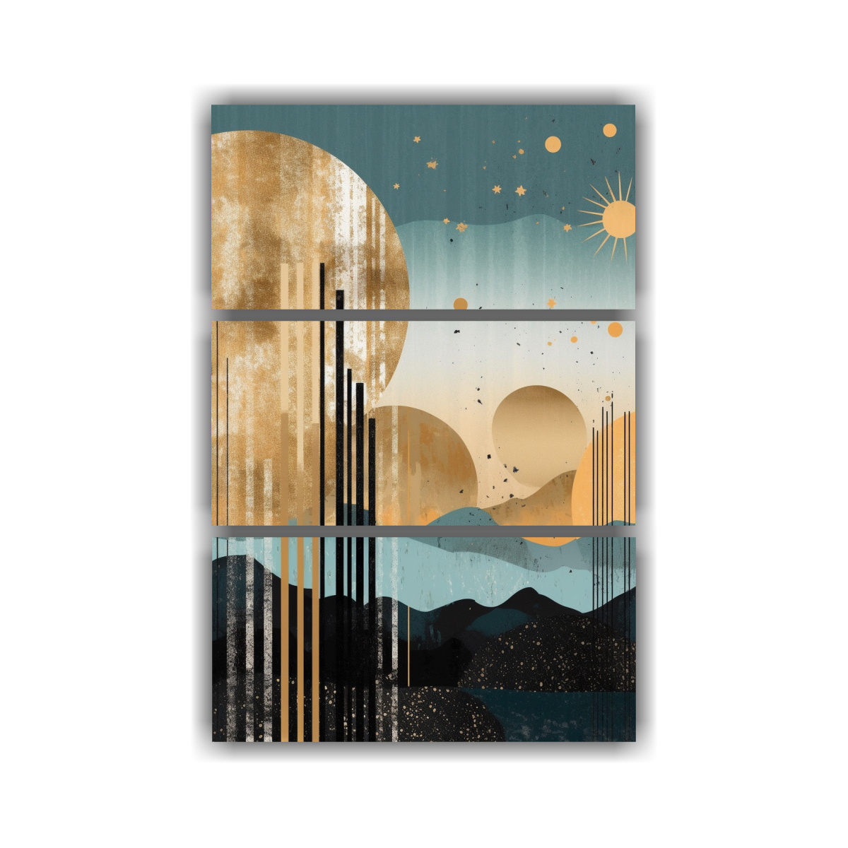 CONJUNTO 3 CUADROS COMPOSICIÓN CLÁSICO AMANECER 80X120 CM - 1