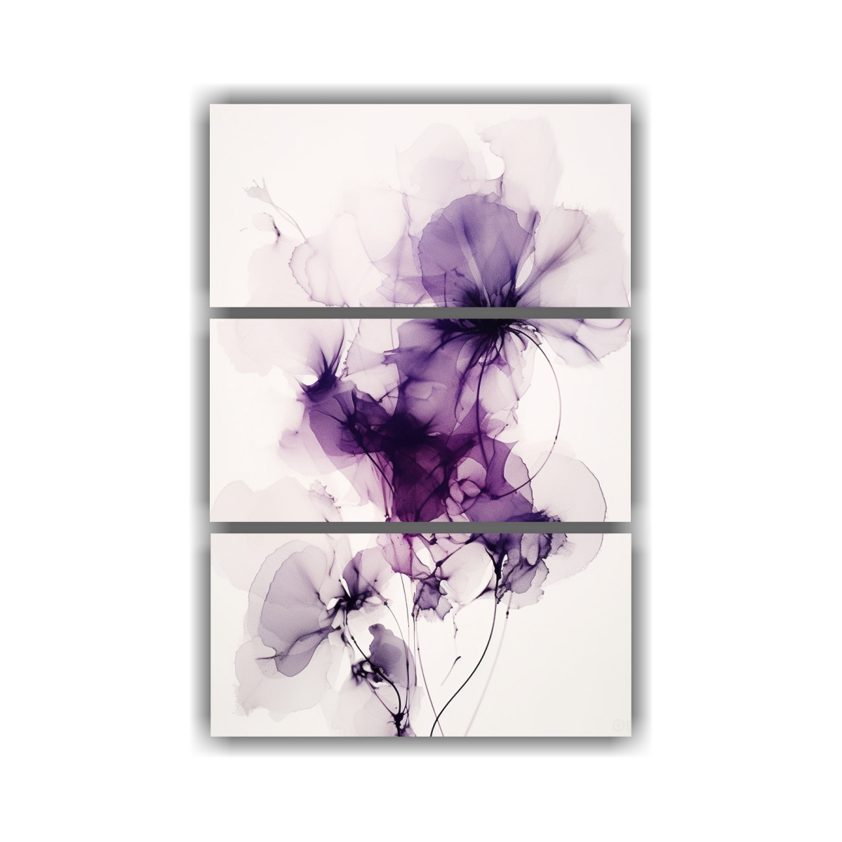 PINTURAS ABSTRACTAS DE FLORES MORADAS Y BLANCAS 120X180 CM - 1