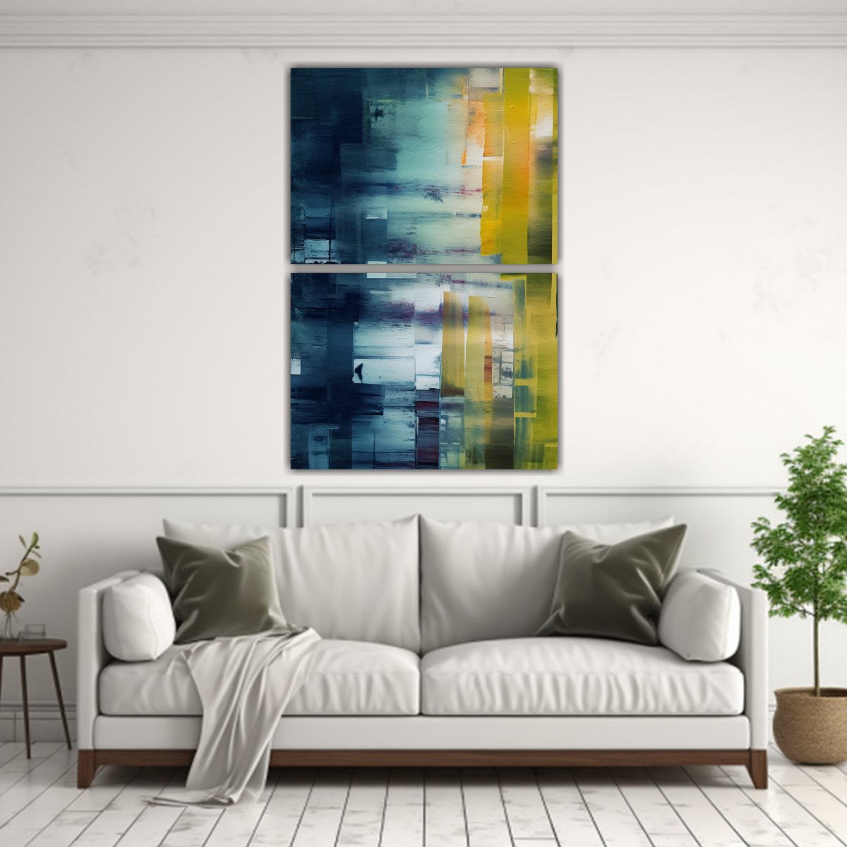 CUADRO DE ARTE ABSTRACTO CON BLOQUES CUADRADOS 75X100 CM - 2