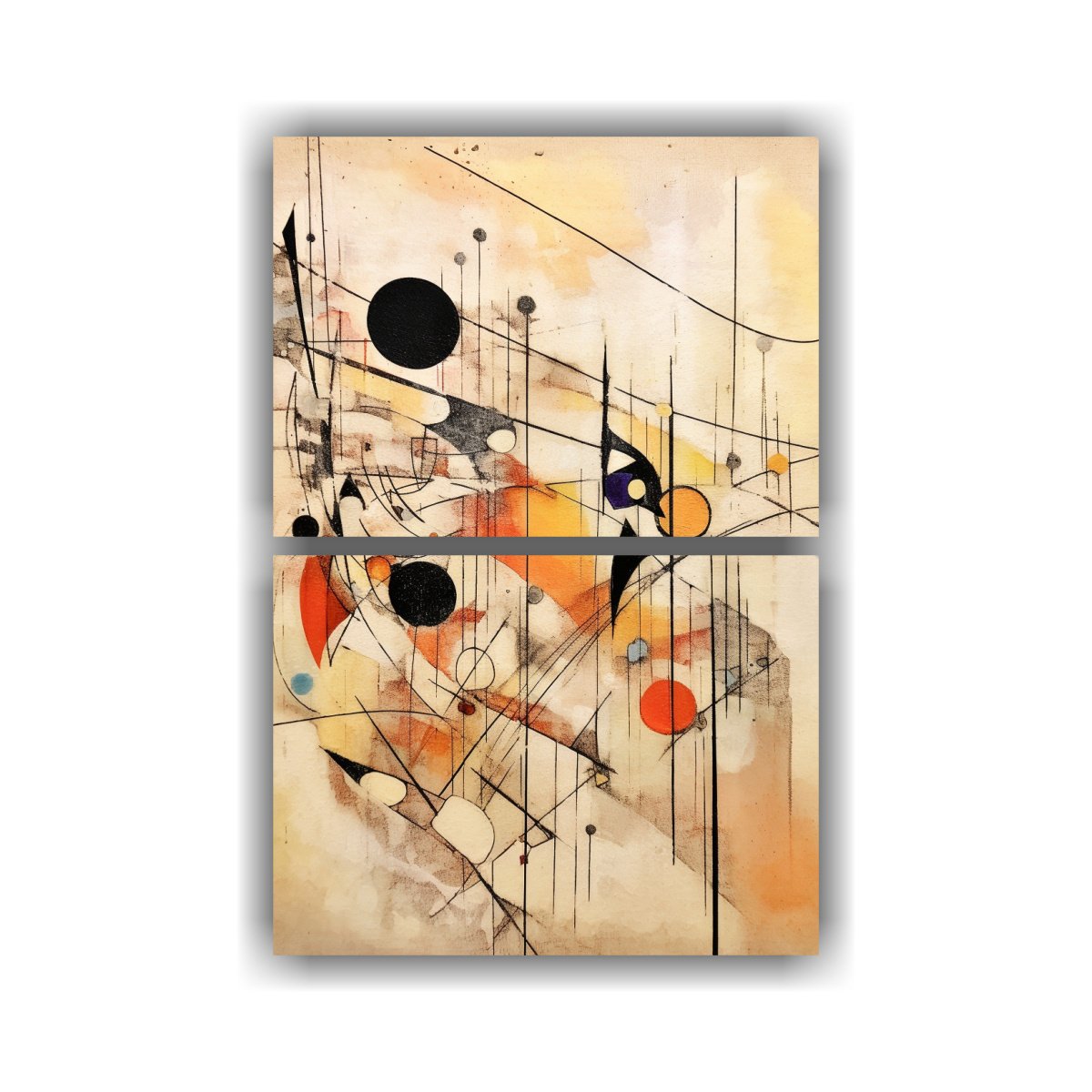 PINTURA DE ARTE CALLEJERO VINTAGE CON LÍNEAS Y 75X100 CM - 1