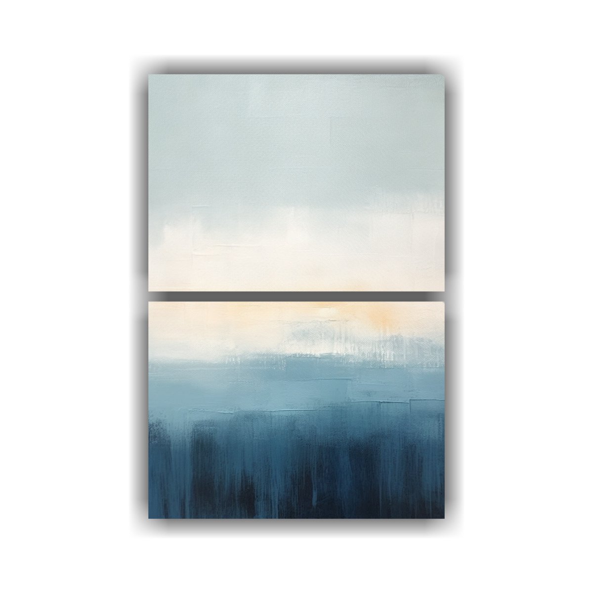 PINTURA ABSTRACTA AZUL CON FONDO OCRE PARA 50X80 CM - 1