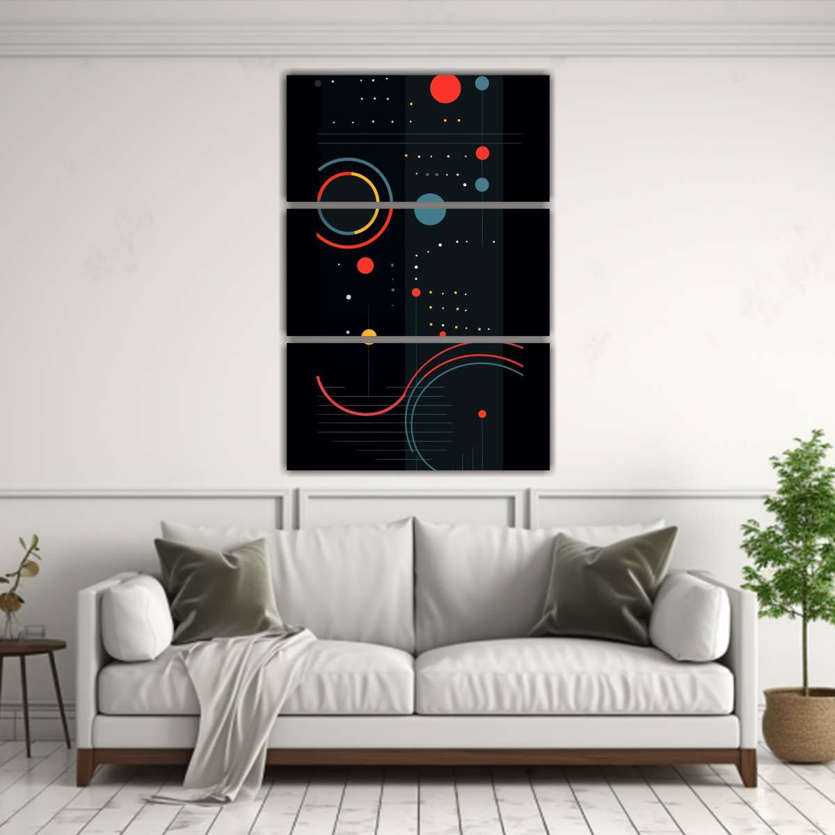 CUADRO ABSTRACTO DE LÍNEAS Y CÍRCULOS EN FONDO 100X150 CM - 2