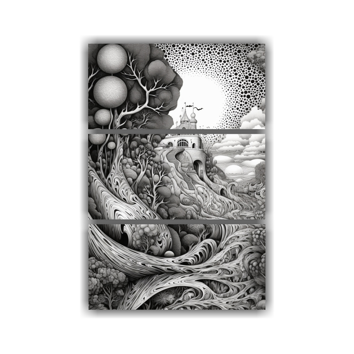 PINTURA DECORATIVA TRES ARTES CON PAISAJE 80X120 CM - 1