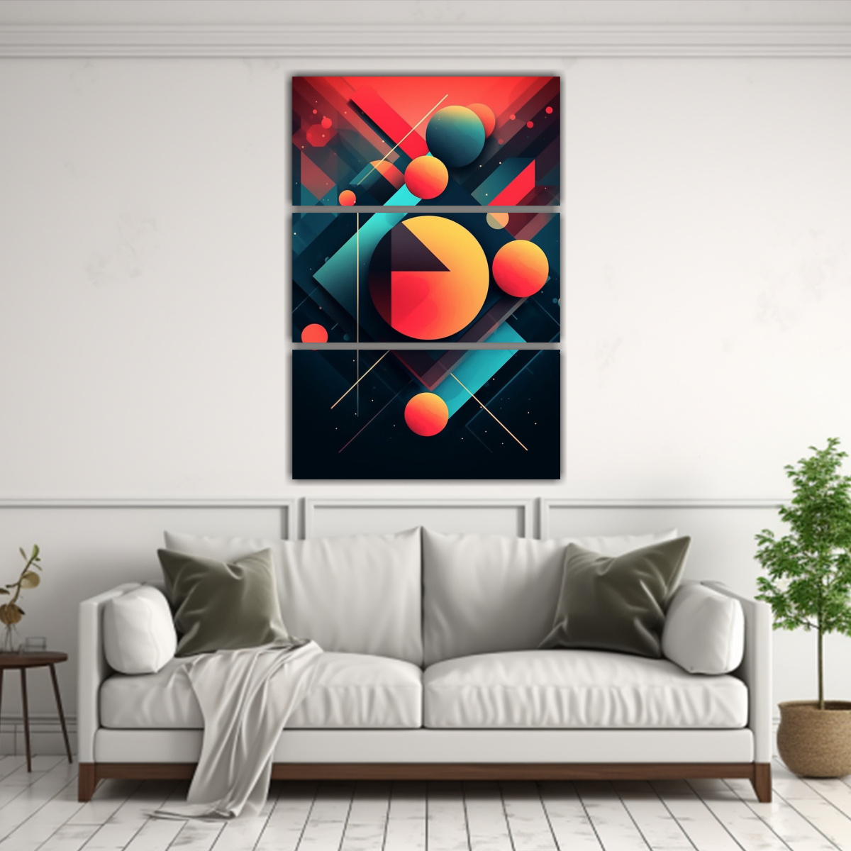 SET 3 LIENZOS DE TELA ABSTRACTO ALEGRE ESTILO 100X150 CM - 2