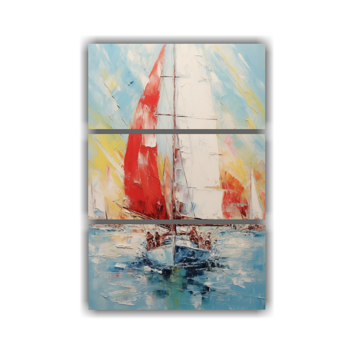 CUADRO FANTASIA NEOEXPRESIONISTA DE BARCO VELERO 70X105 CM - 1