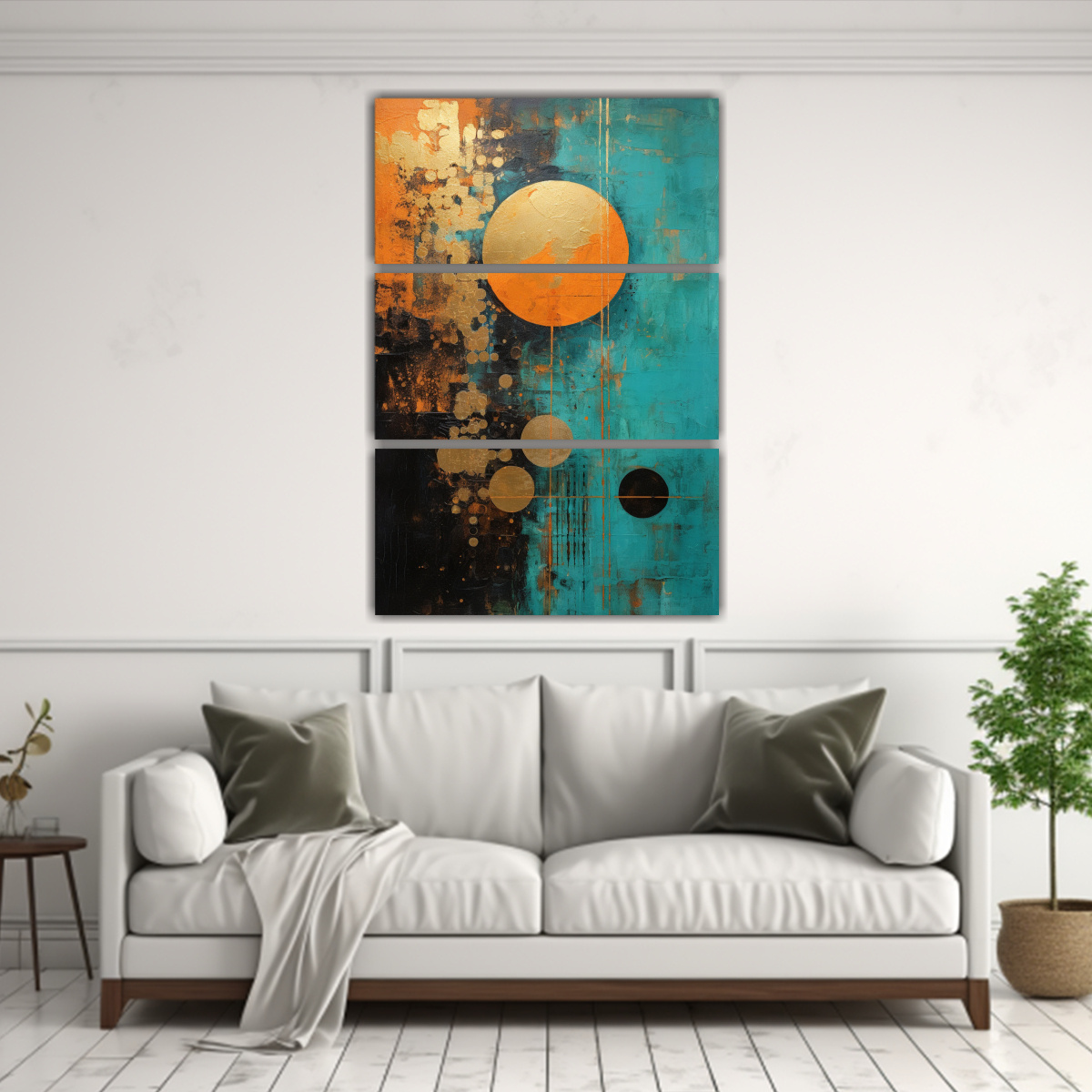 CUADROS HERMOSO CLÁSICO CON PINTURA ABSTRACTA 80X120 CM - 2